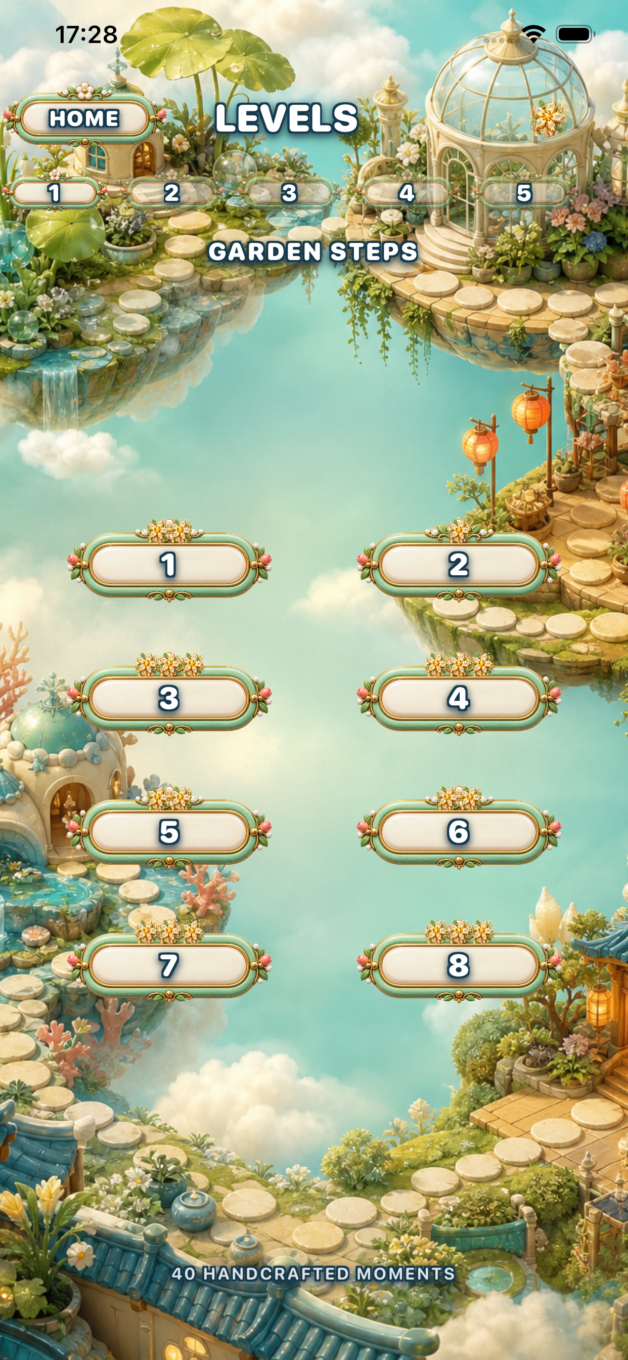 The Diorama Detour level select screen